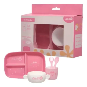 Kit Refeição Infantil Lilica BB Rosa com 5 Peças