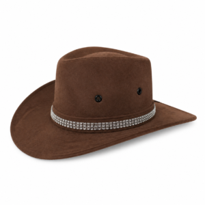Chapéu infantil country marrom com faixa prateada de strass