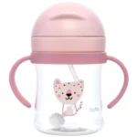 Copo com Dispositivo e Canudo Oncinha Buba 250 ml rosa