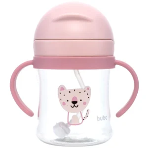 Copo com Dispositivo e Canudo Oncinha Buba 250 ml rosa