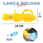 Lança Bolhas Fúria amarelo fora da caixa com medidas