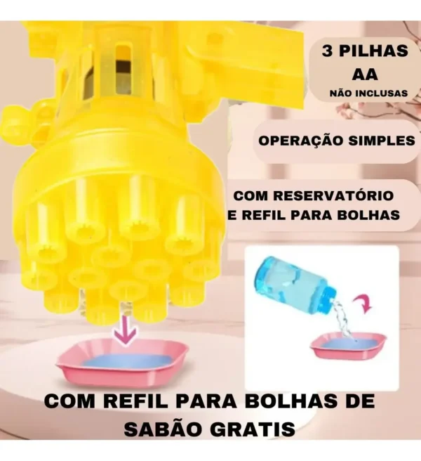 Detalhes do Lança Bolhas Fúria amarelo com reservatório