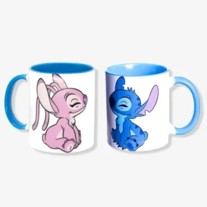 Kit com duas canecas Stitch e Angel Minha Metade 350 ml