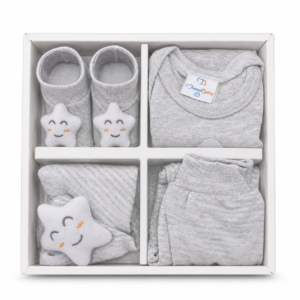 Mini Kit Presente Estrela Cinza 4 Peças Markha Baby