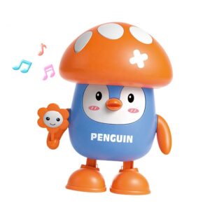 Pinguim Dançarino LP Toys azul com chapéu de cogumelo em fundo branco