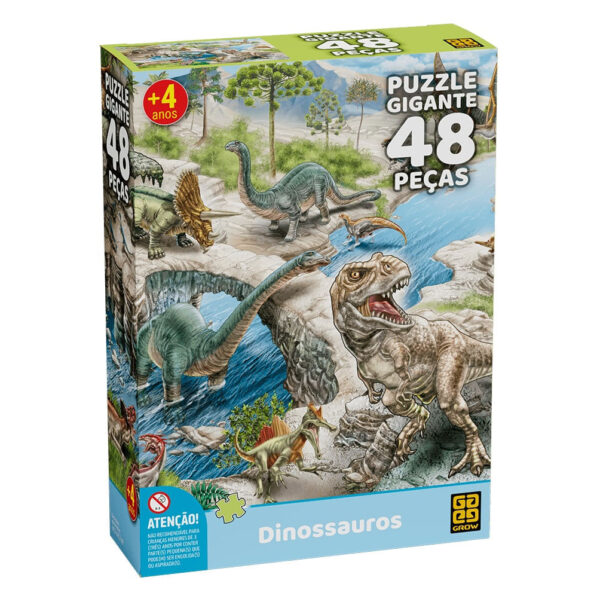 Puzzle Gigante Dinossauros Grow 48 peças - embalagem comercial
